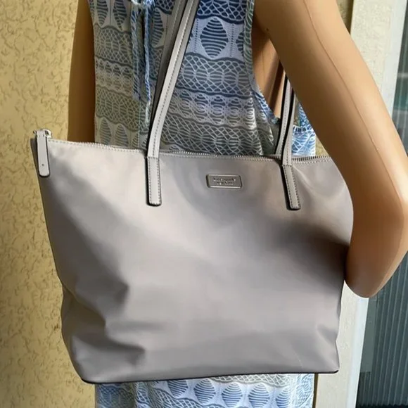 Kate Spade Hayden Nylon Top Zip Tote Nimbus Grey - Picture 9 of 16